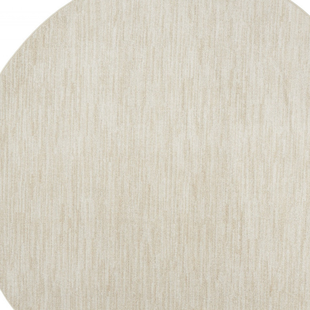 8' X 8' Ivory And Beige Round Non Skid Indoor Outdoor Area Rug