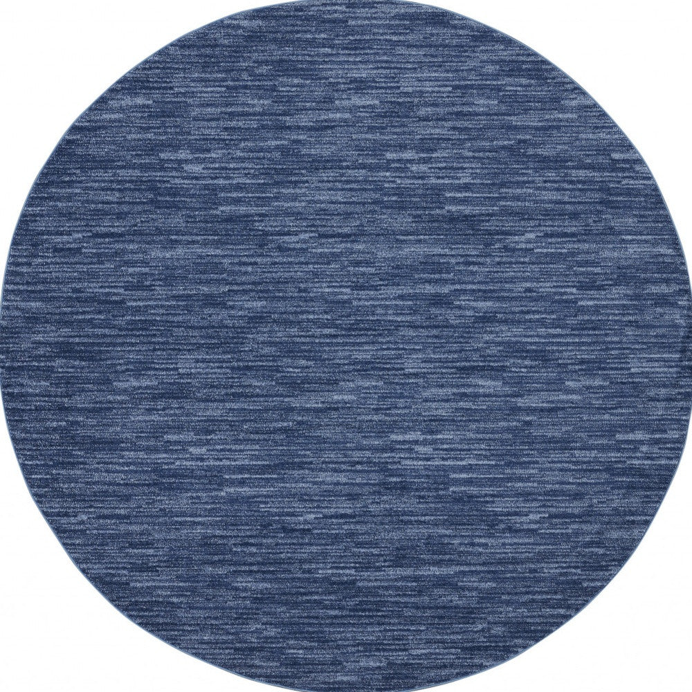 8' X 8' Navy Blue Round Non Skid Indoor Outdoor Area Rug