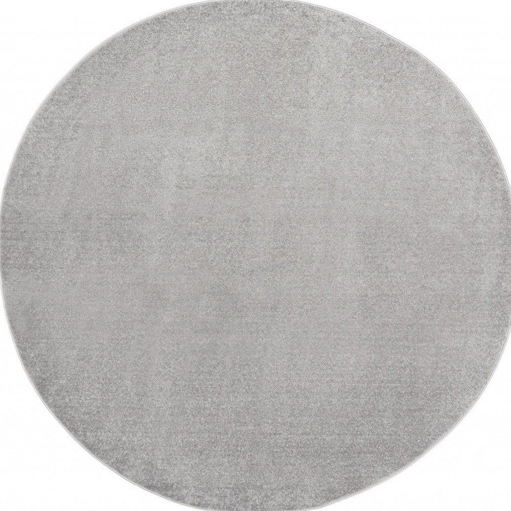 8' X 8' Silver Grey Round Non Skid Indoor Outdoor Area Rug