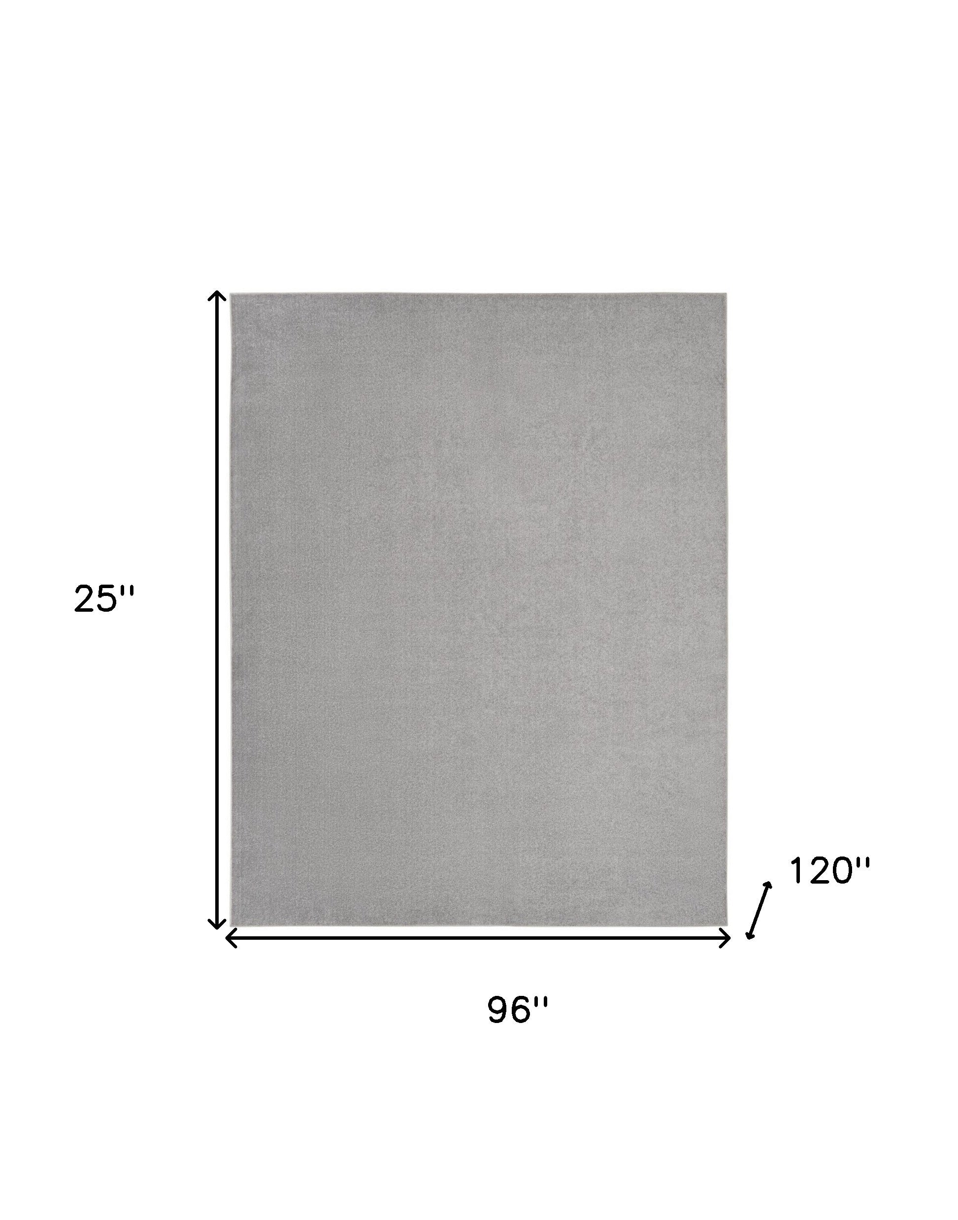 8' X 10' Silver Grey Non Skid Indoor Outdoor Area Rug