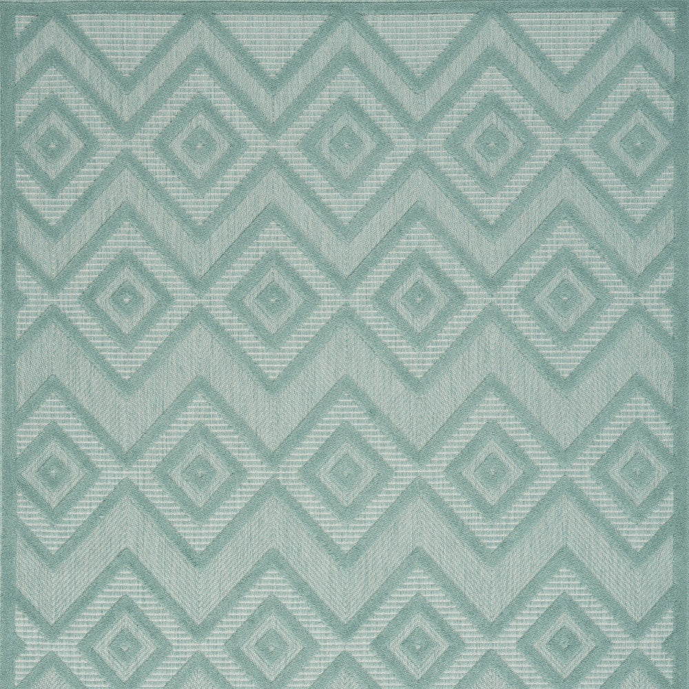 6' X 9' Aqua And Teal Argyle Indoor Outdoor Area Rug