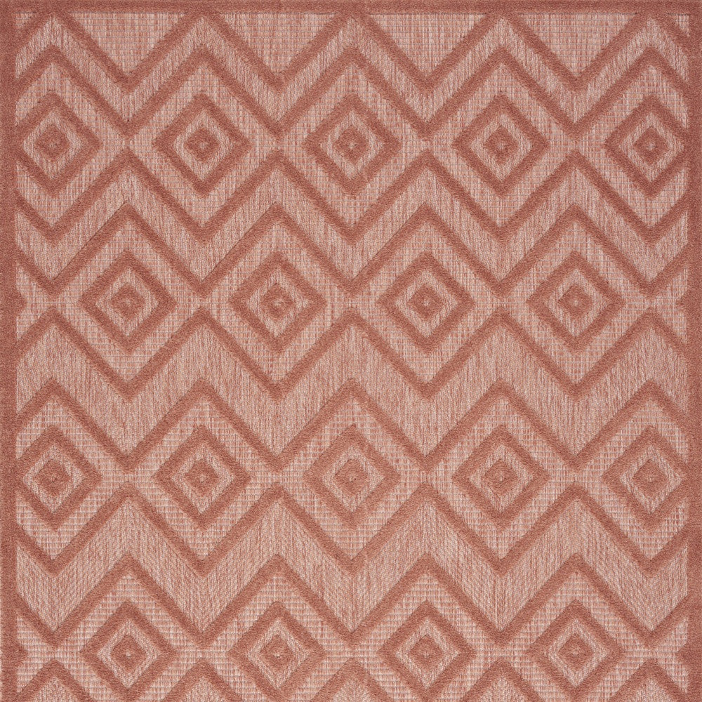 5' X 7' Coral Orange Argyle Indoor Outdoor Area Rug