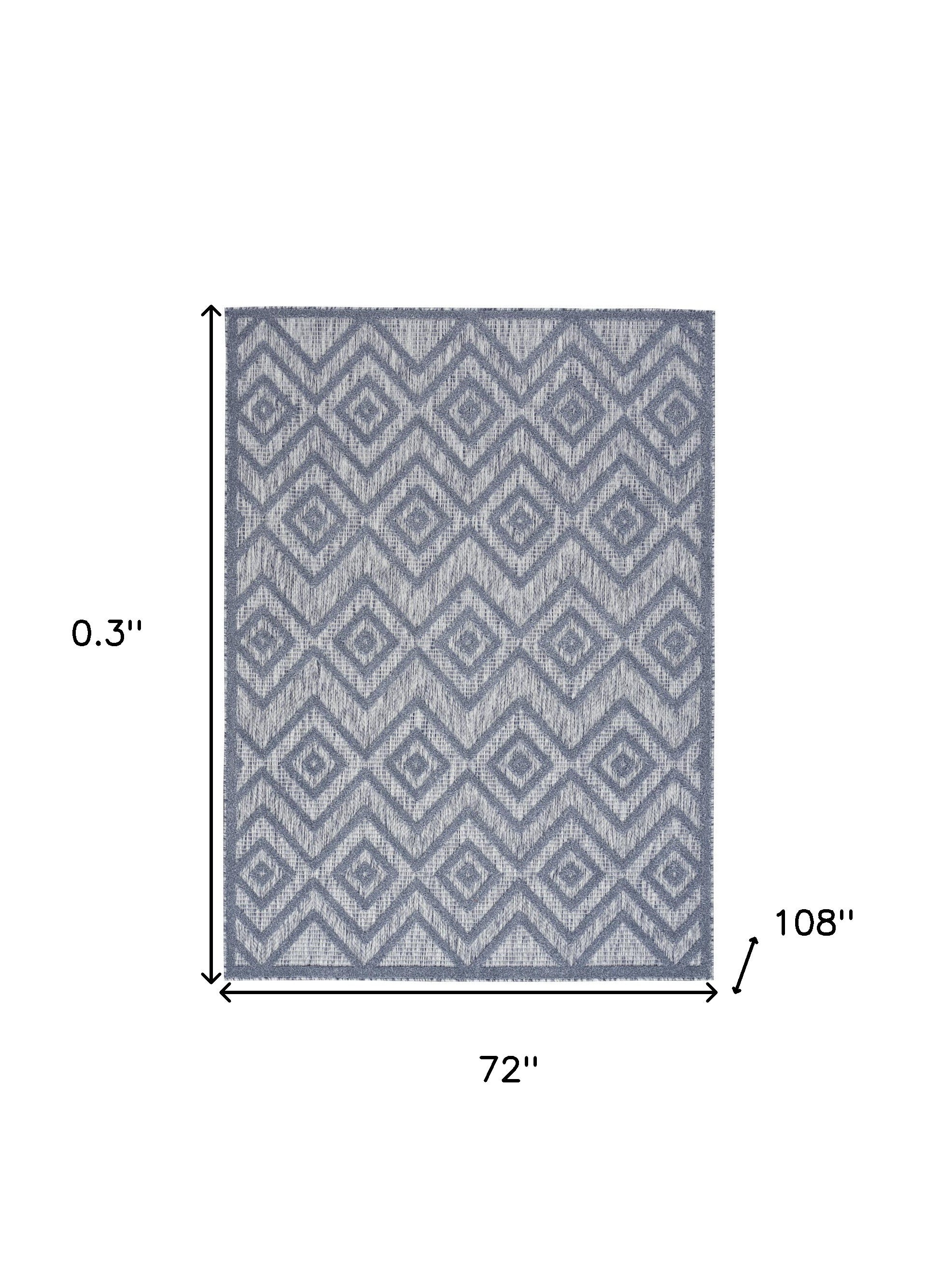 6' X 9' Denim Blue Argyle Indoor Outdoor Area Rug