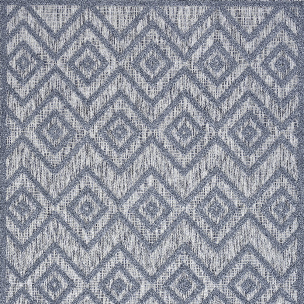 6' X 9' Denim Blue Argyle Indoor Outdoor Area Rug