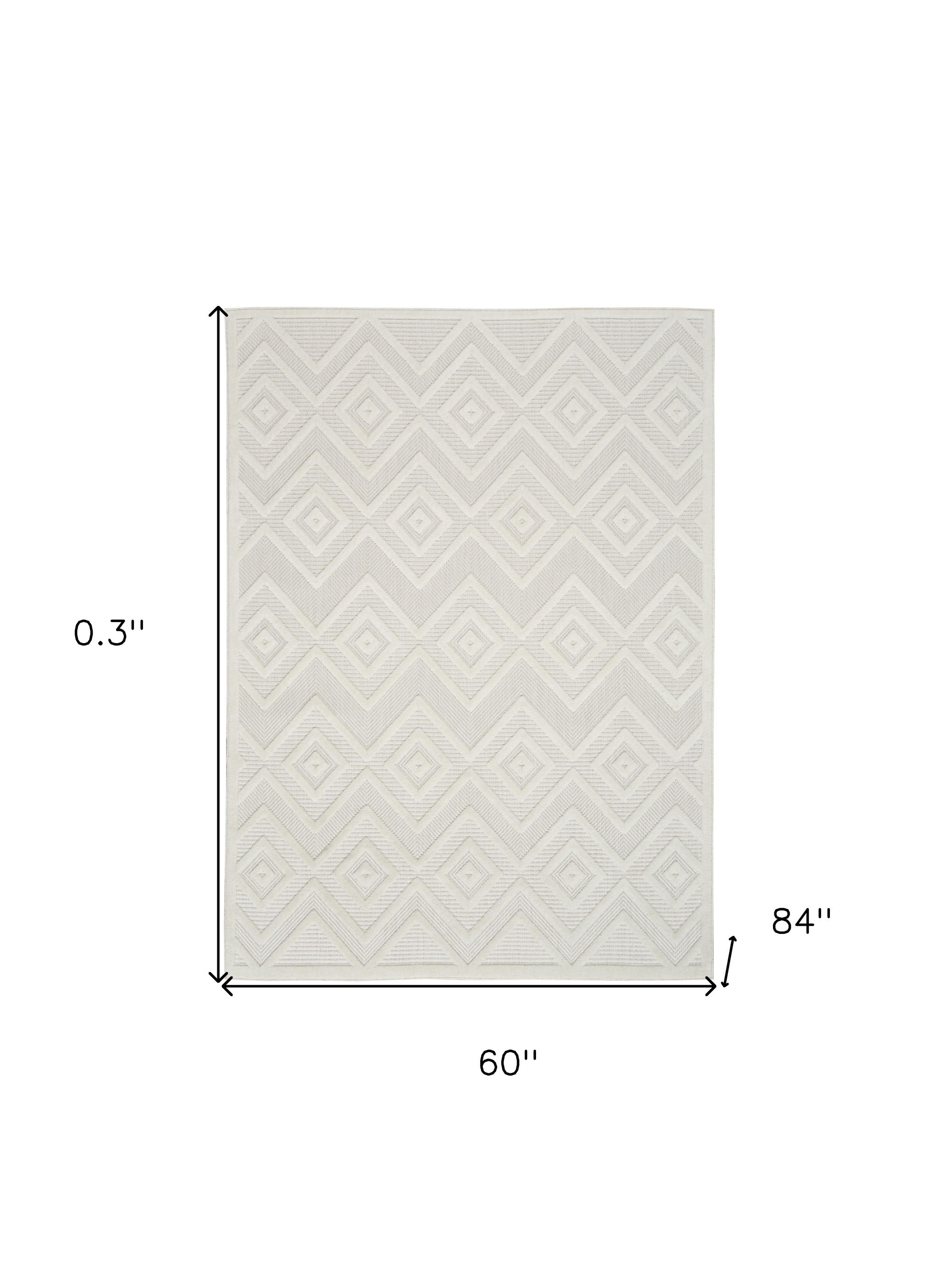 5' X 7' Ivory And White Argyle Indoor Outdoor Area Rug