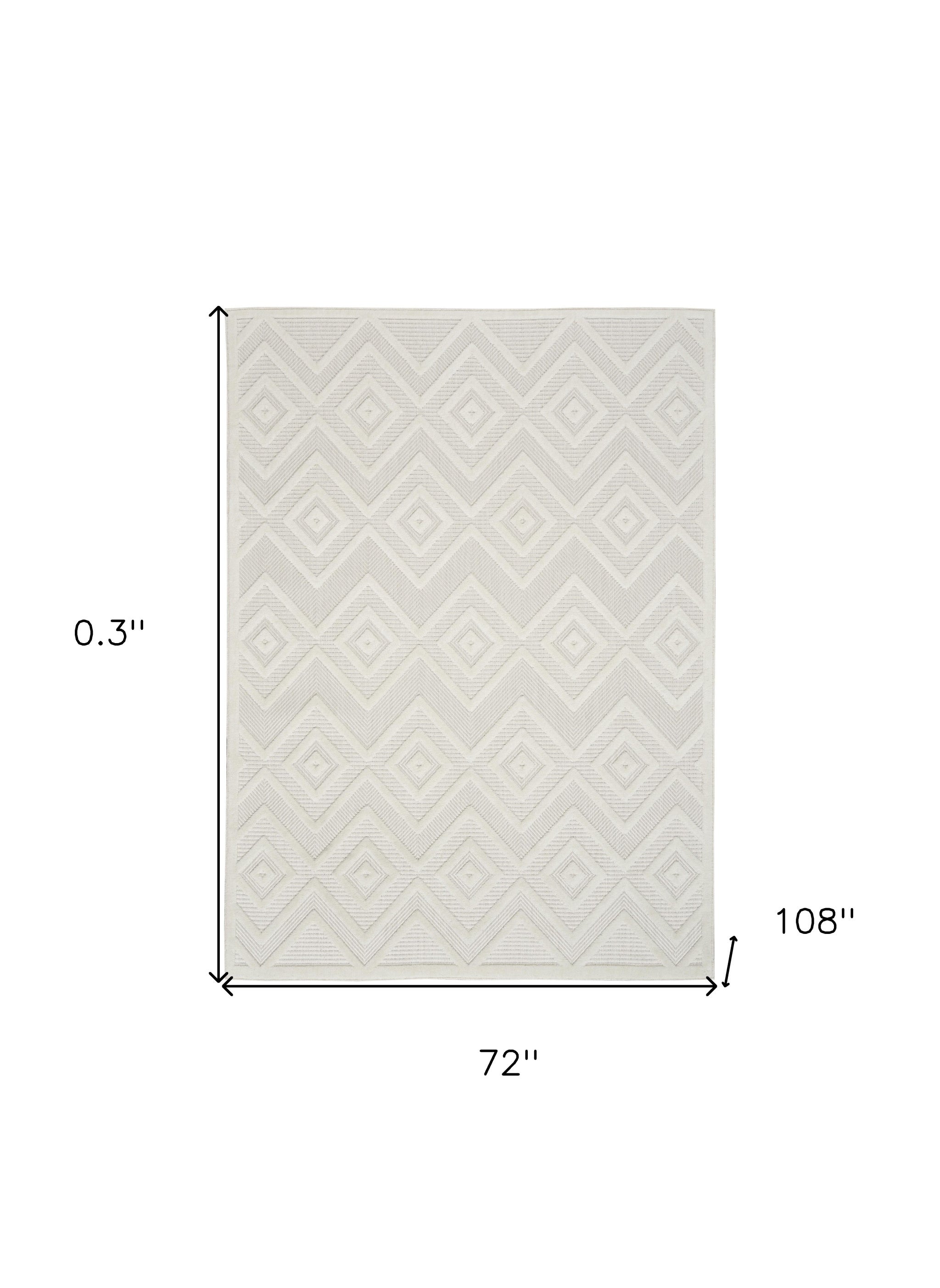 6' X 9' Ivory And White Argyle Indoor Outdoor Area Rug