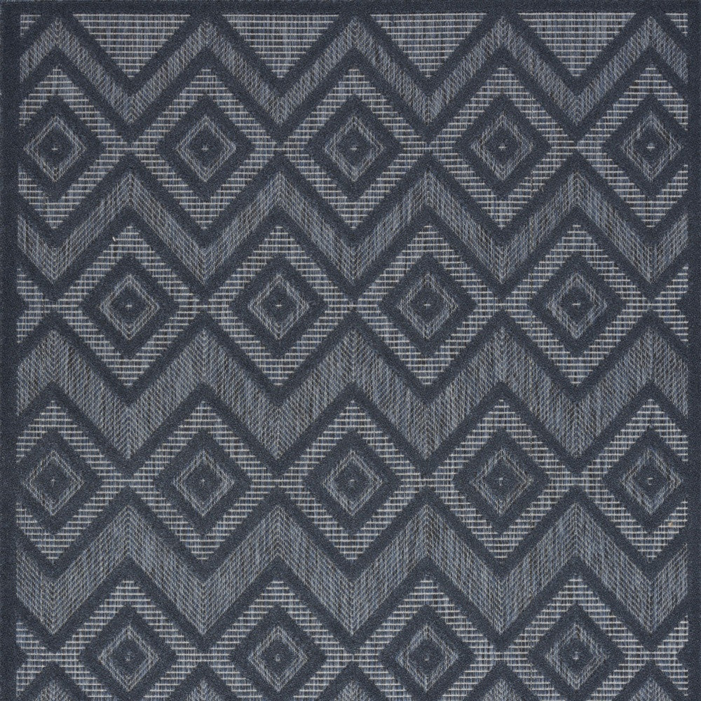 5' X 7' Navy Blue Argyle Indoor Outdoor Area Rug