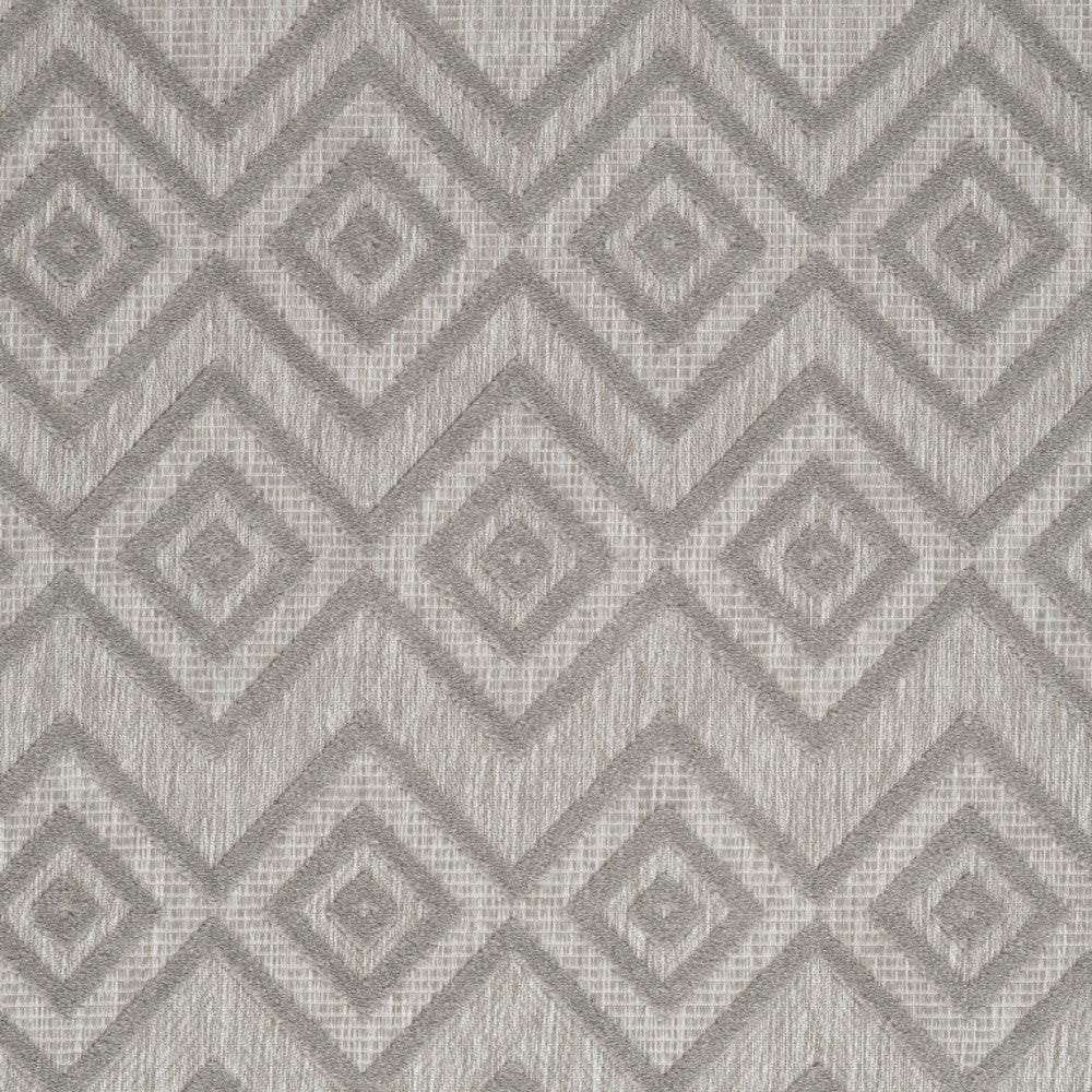 6' X 9' Silver Grey Argyle Indoor Outdoor Area Rug