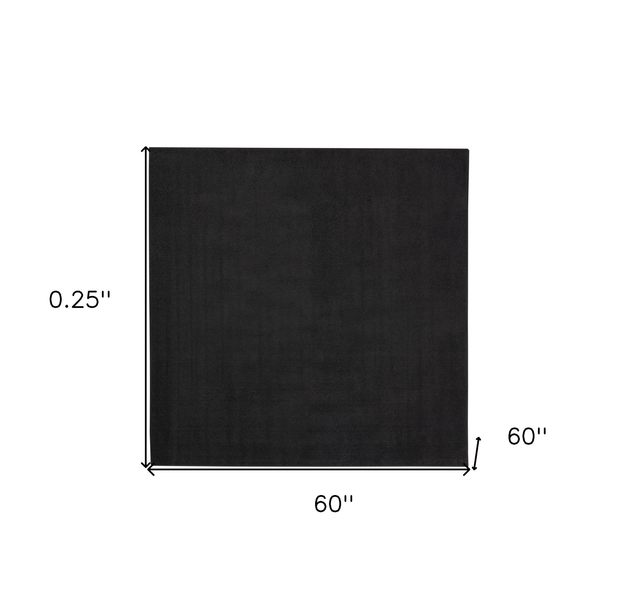 5' X 5' Black Square Non Skid Indoor Outdoor Area Rug