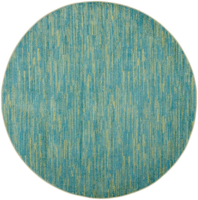 6' X 6' Blue And Green Round Striped Non Skid Indoor Outdoor Area Rug