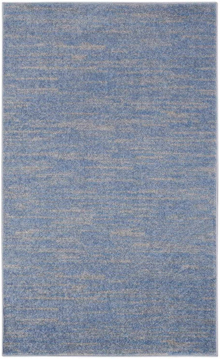 3' X 5' Blue And Grey Striped Non Skid Indoor Outdoor Area Rug