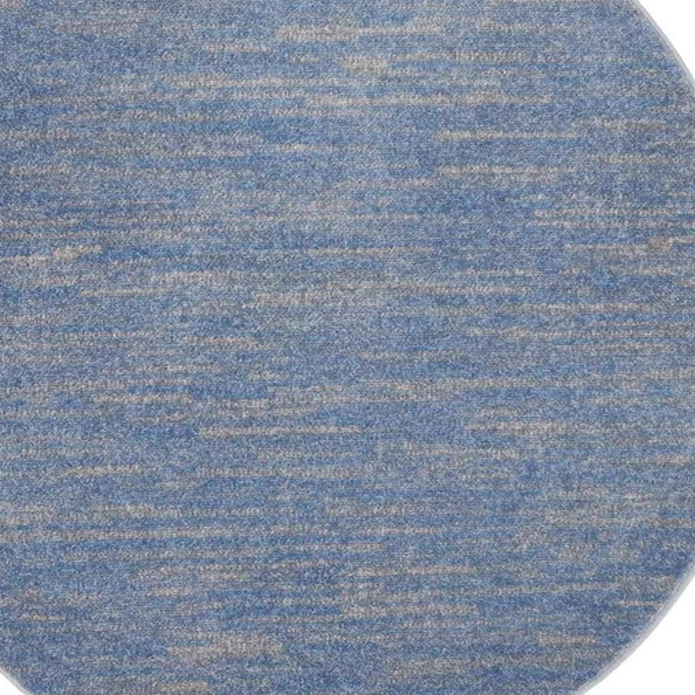 4' Blue And Grey Round Striped Non Skid Indoor Outdoor Area Rug