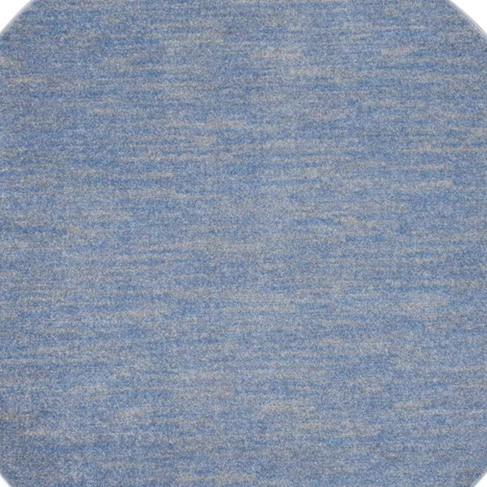 6' X 6' Blue And Grey Round Striped Non Skid Indoor Outdoor Area Rug