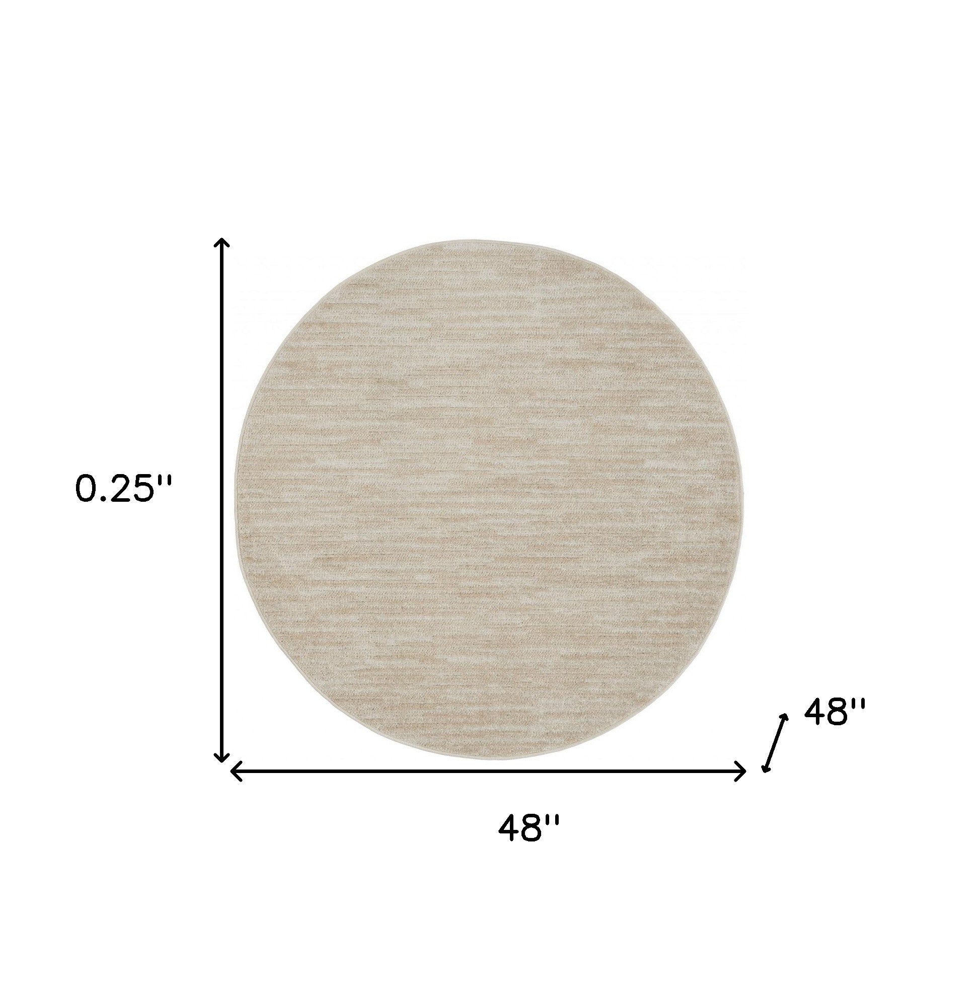 4' X 4' Ivory And Beige Round Non Skid Indoor Outdoor Area Rug