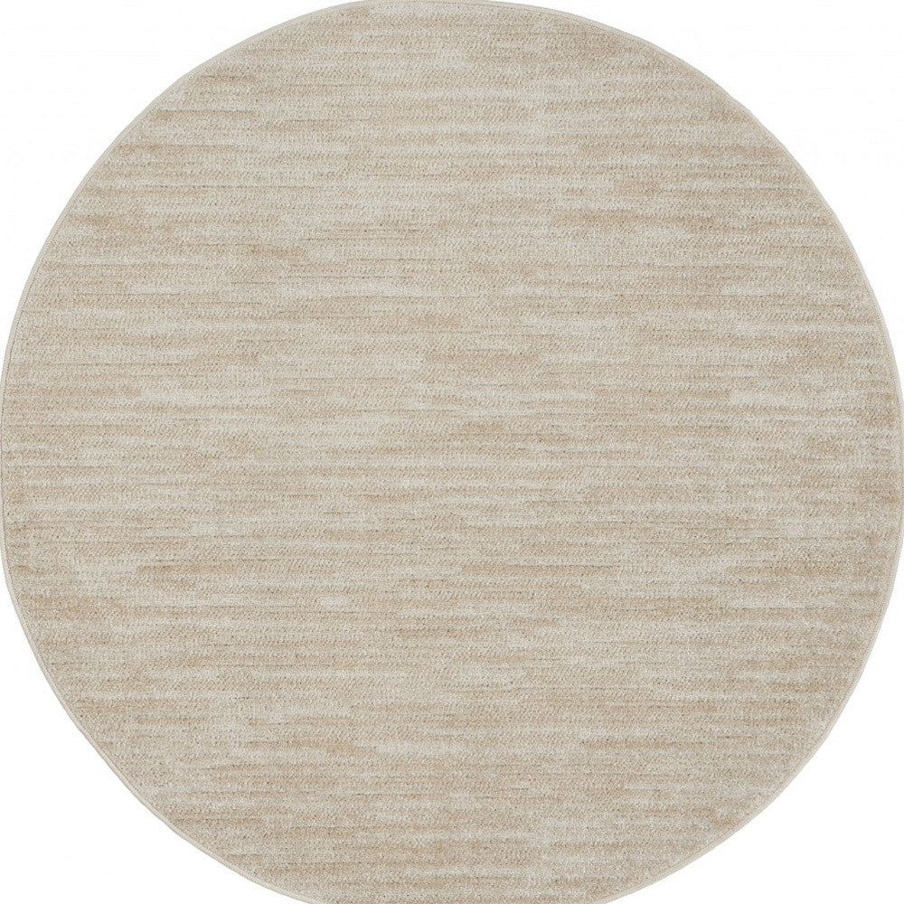 4' X 4' Ivory And Beige Round Non Skid Indoor Outdoor Area Rug