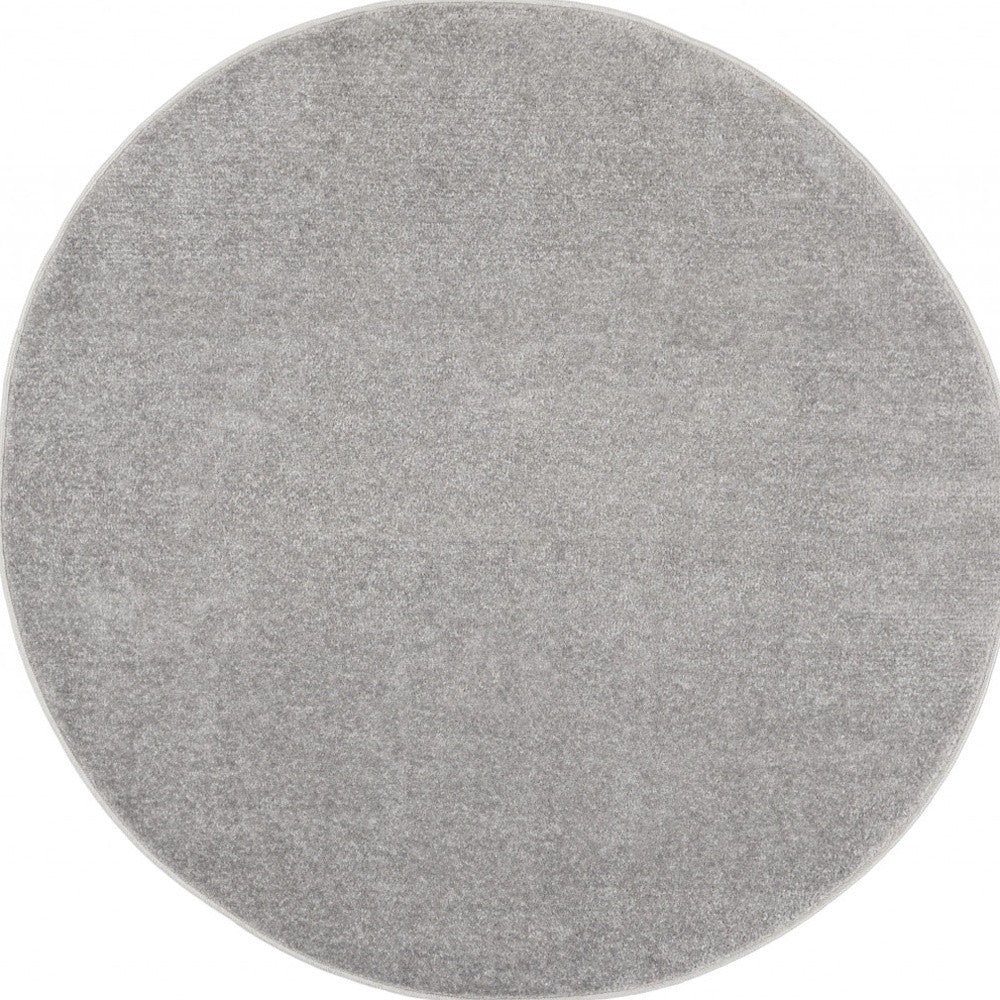 4' X 4' Silver Grey Round Non Skid Indoor Outdoor Area Rug