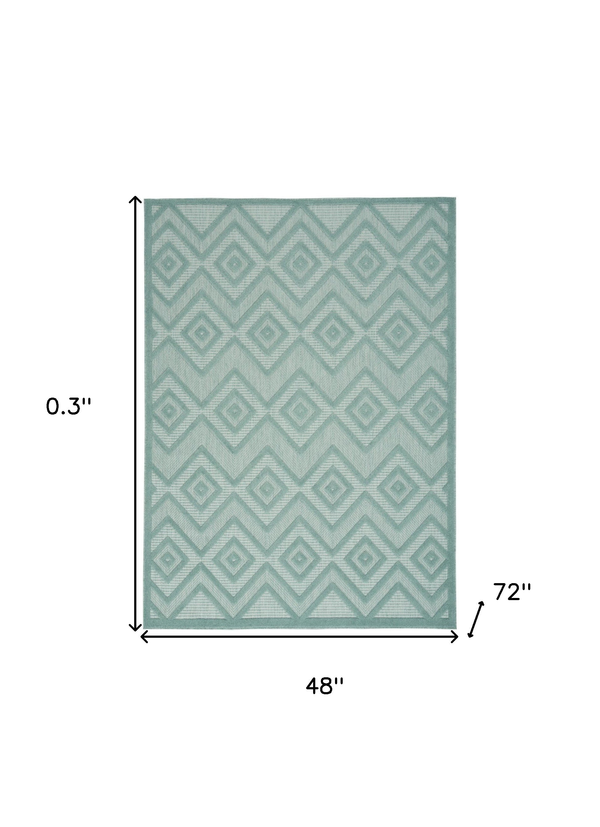 4' X 6' Aqua And Teal Argyle Indoor Outdoor Area Rug