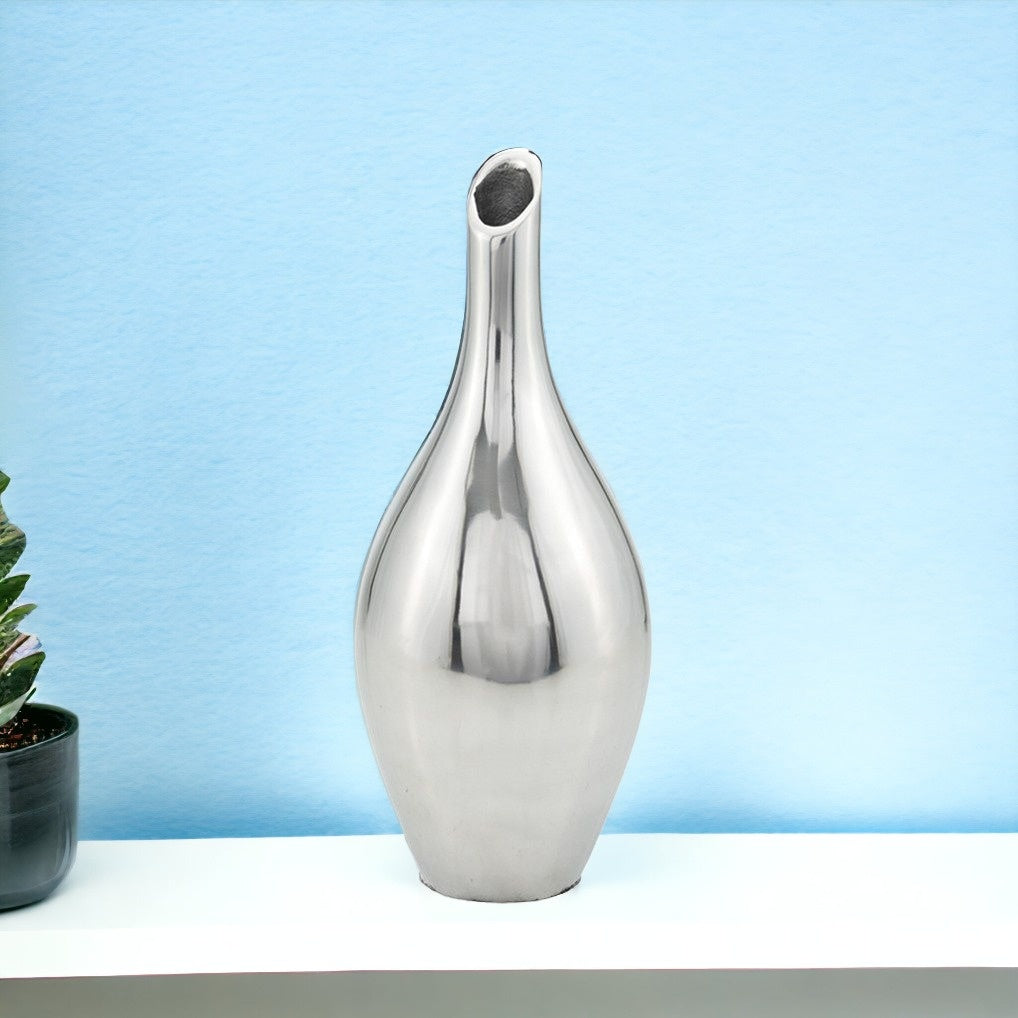 16" Aluminum Silver Bud Table Vase