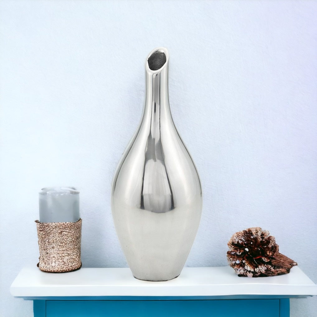 16" Aluminum Silver Bud Table Vase