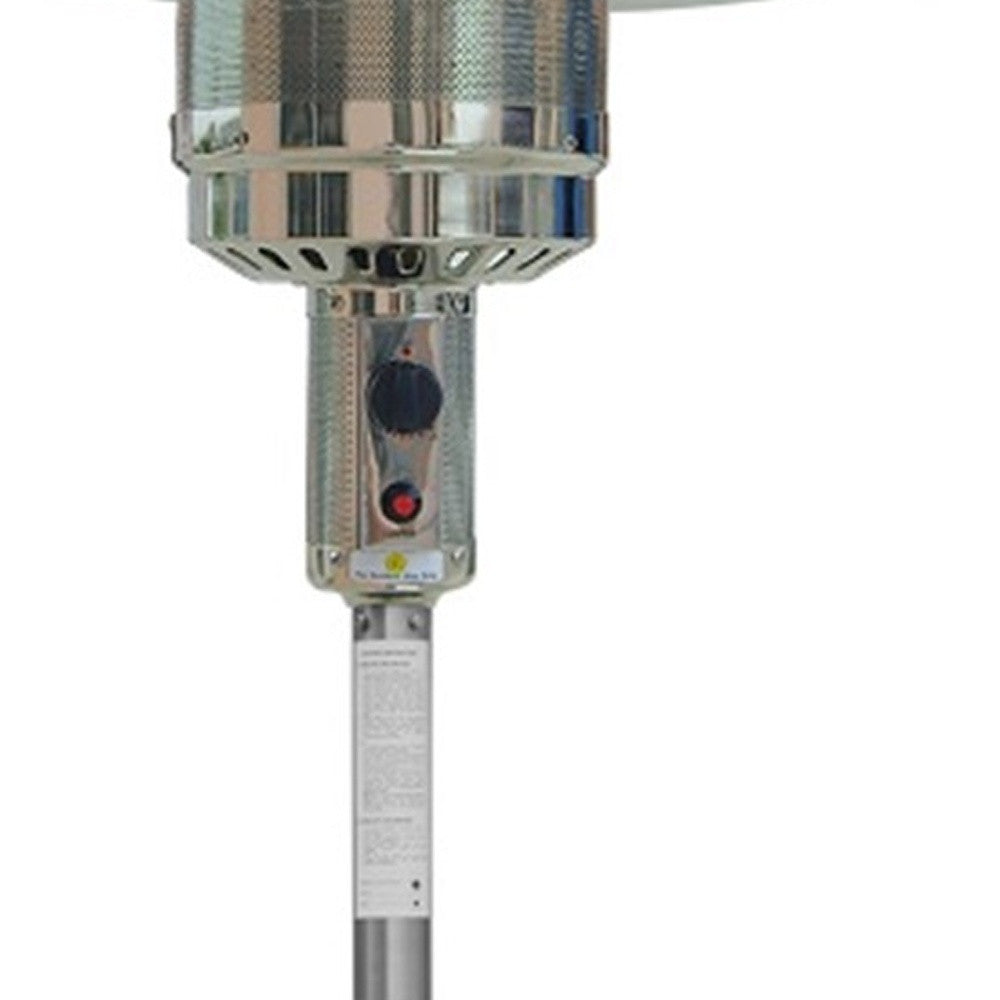 48000 BTU Silver Steel Propane Cylindrical Pole Standing Patio Heater