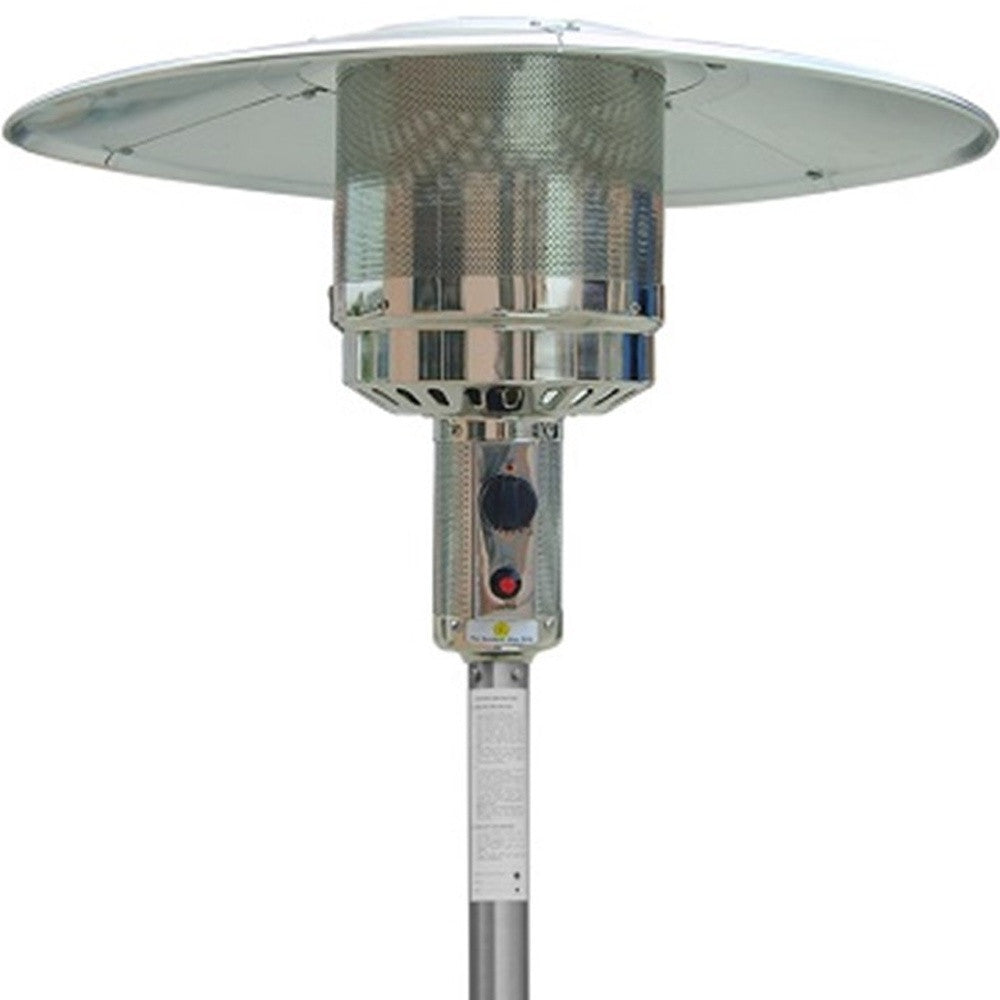 48000 BTU Silver Steel Propane Cylindrical Pole Standing Patio Heater