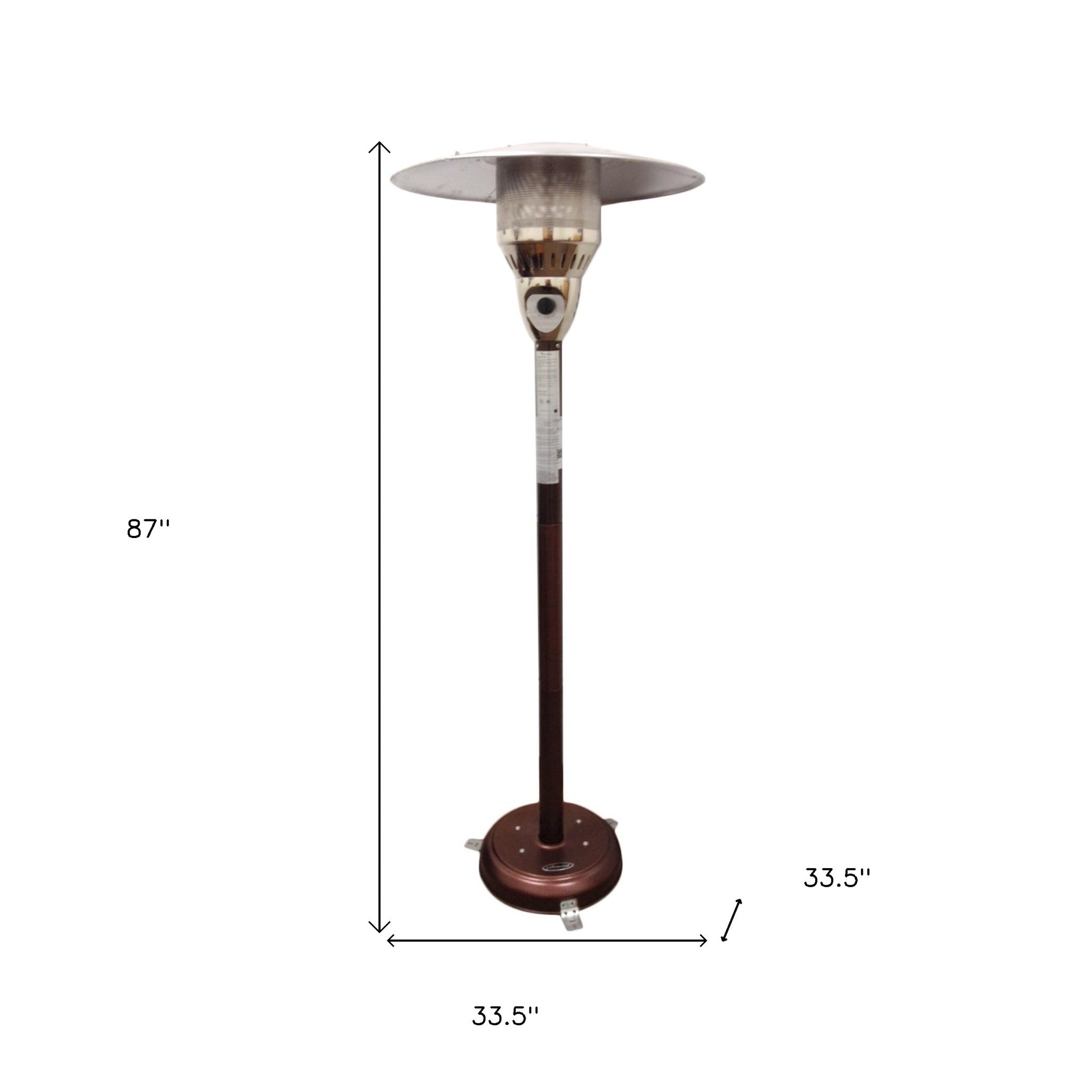 41000 BTU Bronze Steel Natural Gas Cylindrical Pole Standing Patio Heater