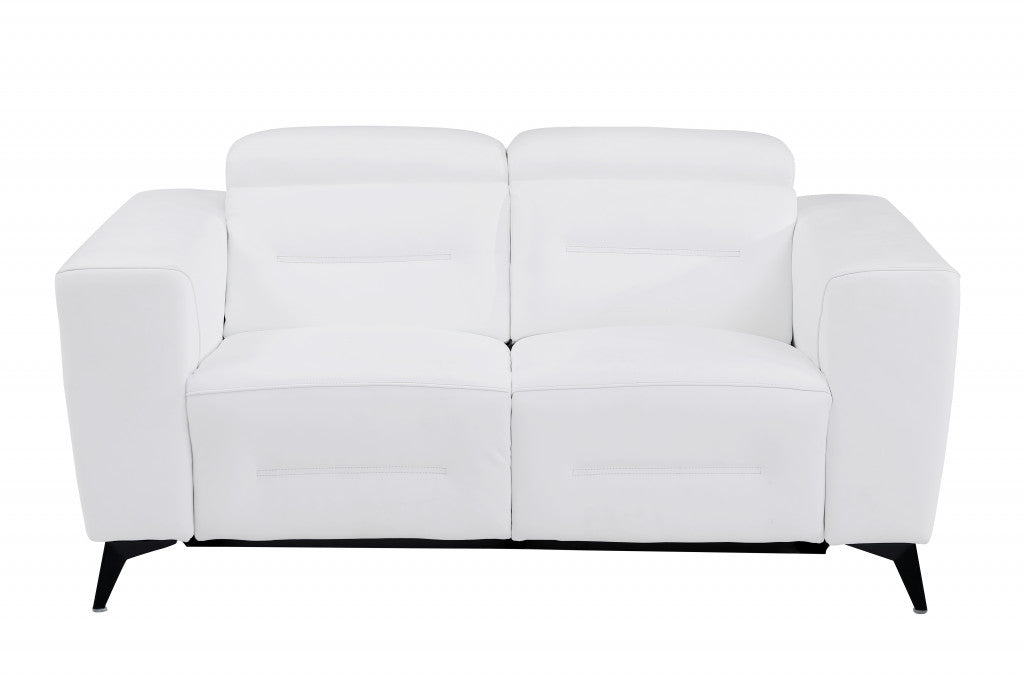 Two Piece Indoor White Italian Leather Five Person Seating Set