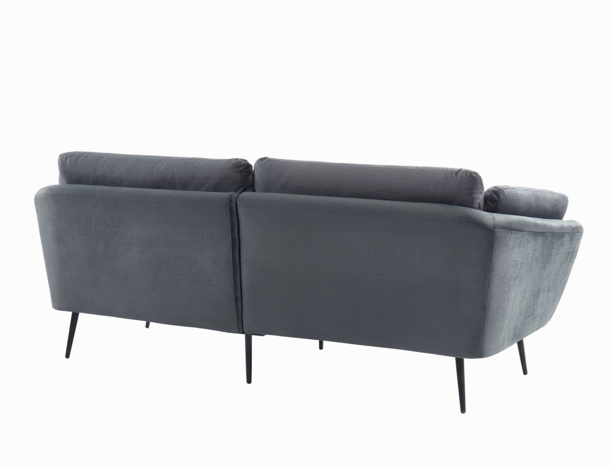 84" Dark Grey And Black Sofa