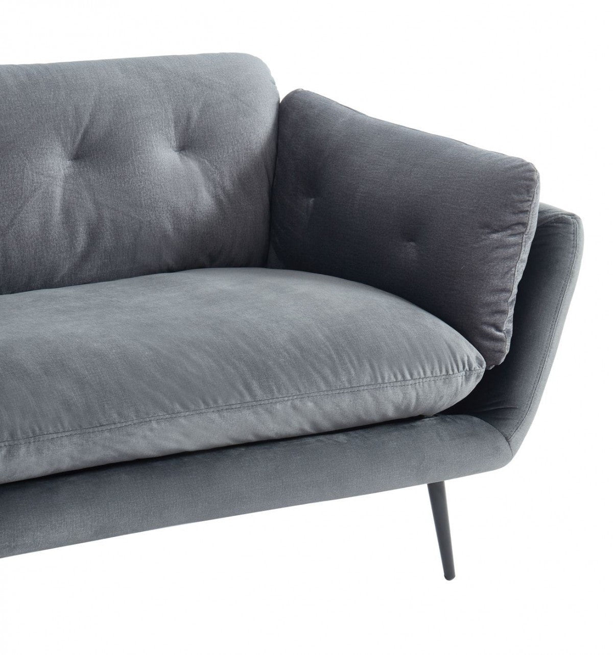 84" Dark Grey And Black Sofa