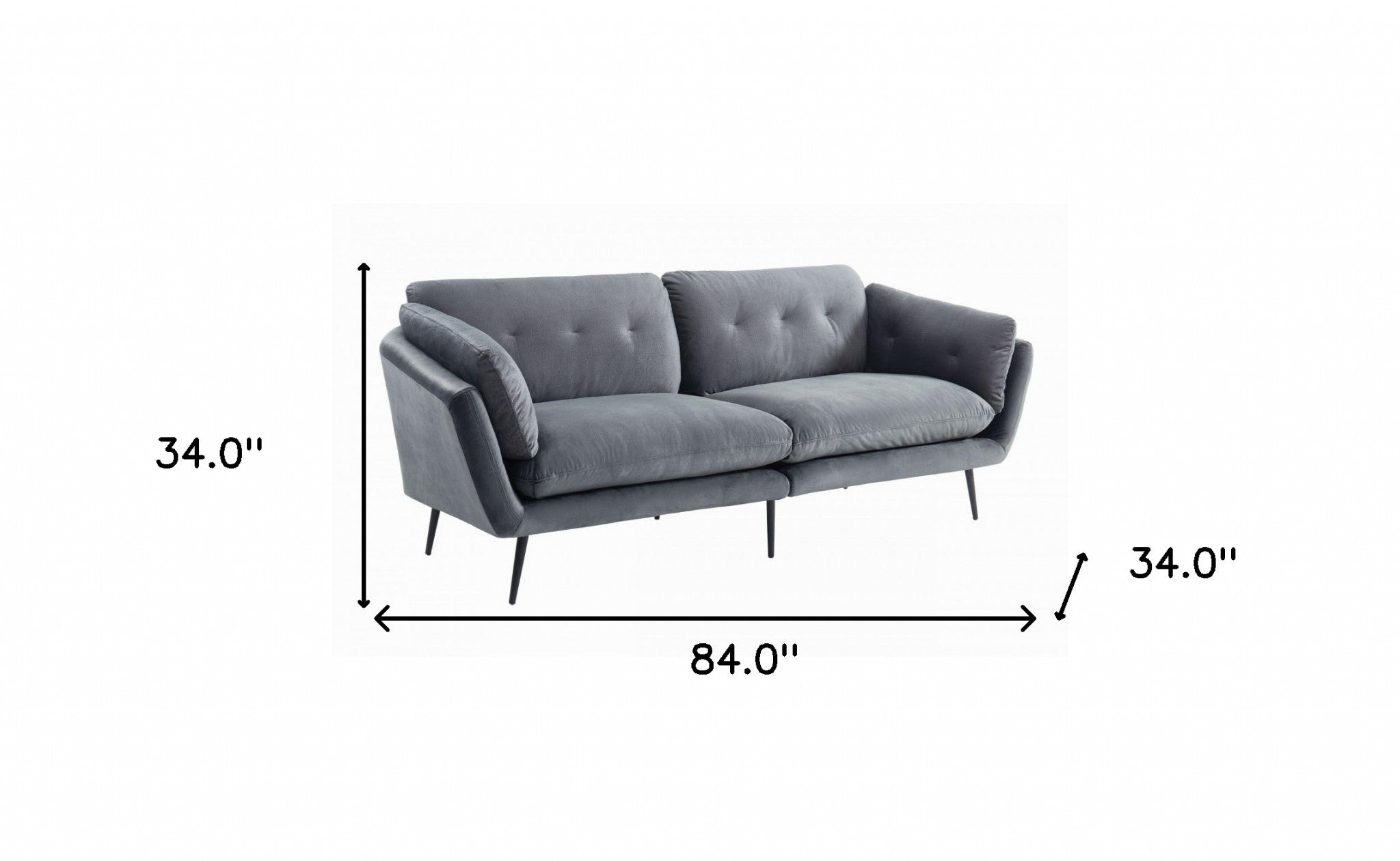 84" Dark Grey And Black Sofa