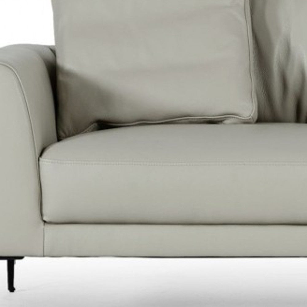 Contemporary 87" Light Grey Leather Sofa