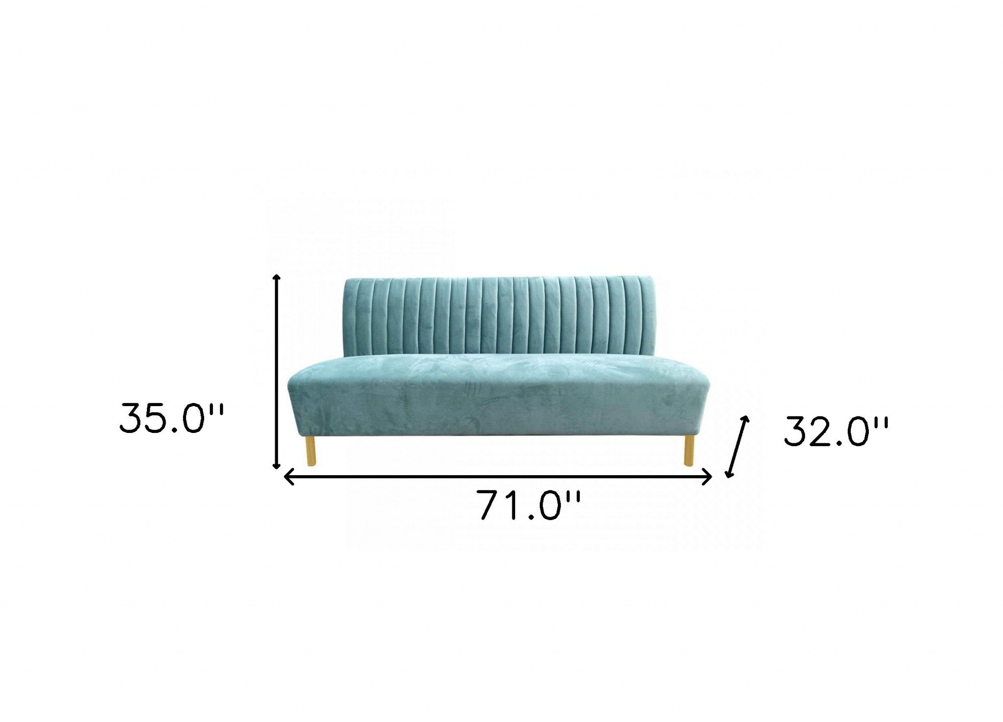 Stylish 71" Light Green Fabric And Gold Sofa