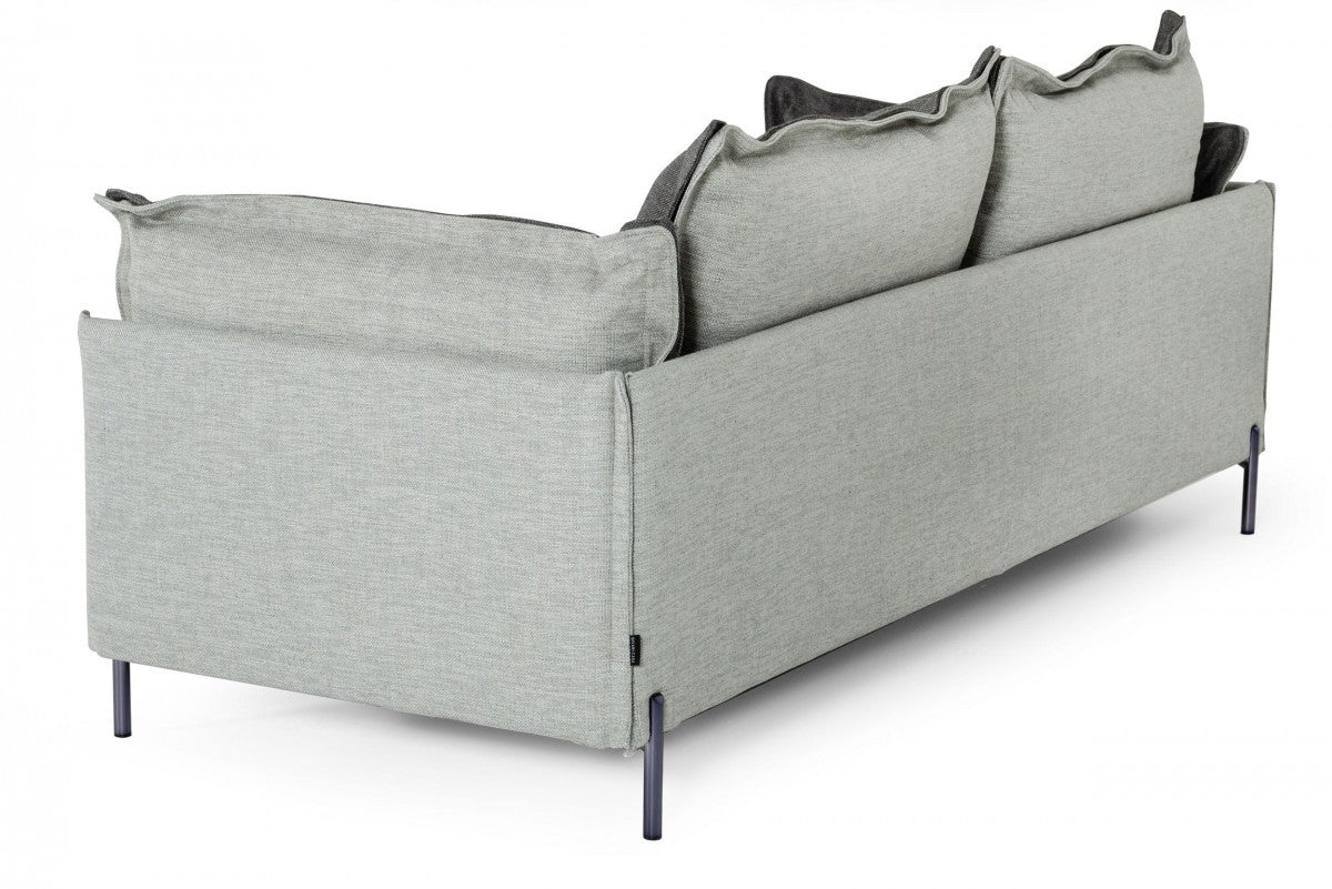 Modern 87" Two Tone Grey Sofa With Reversible Cushions