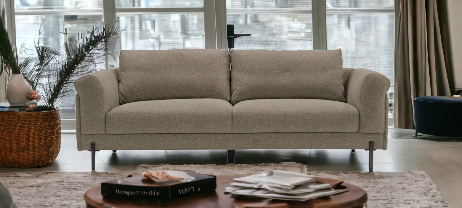 Contemporary 84" Tan Sofa With Two Cushions