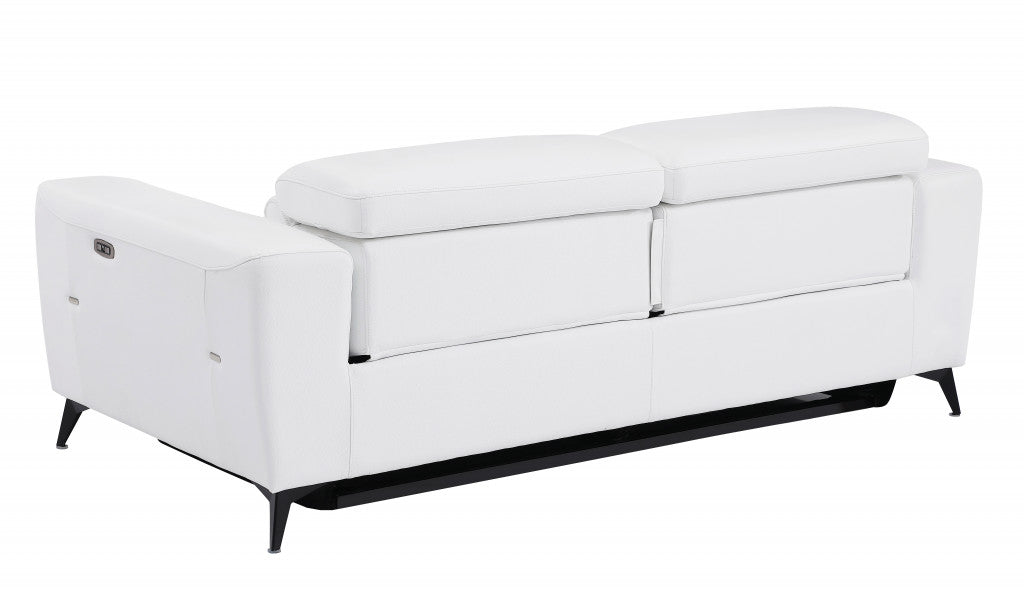 83" White Italian Leather Reclining Sofa