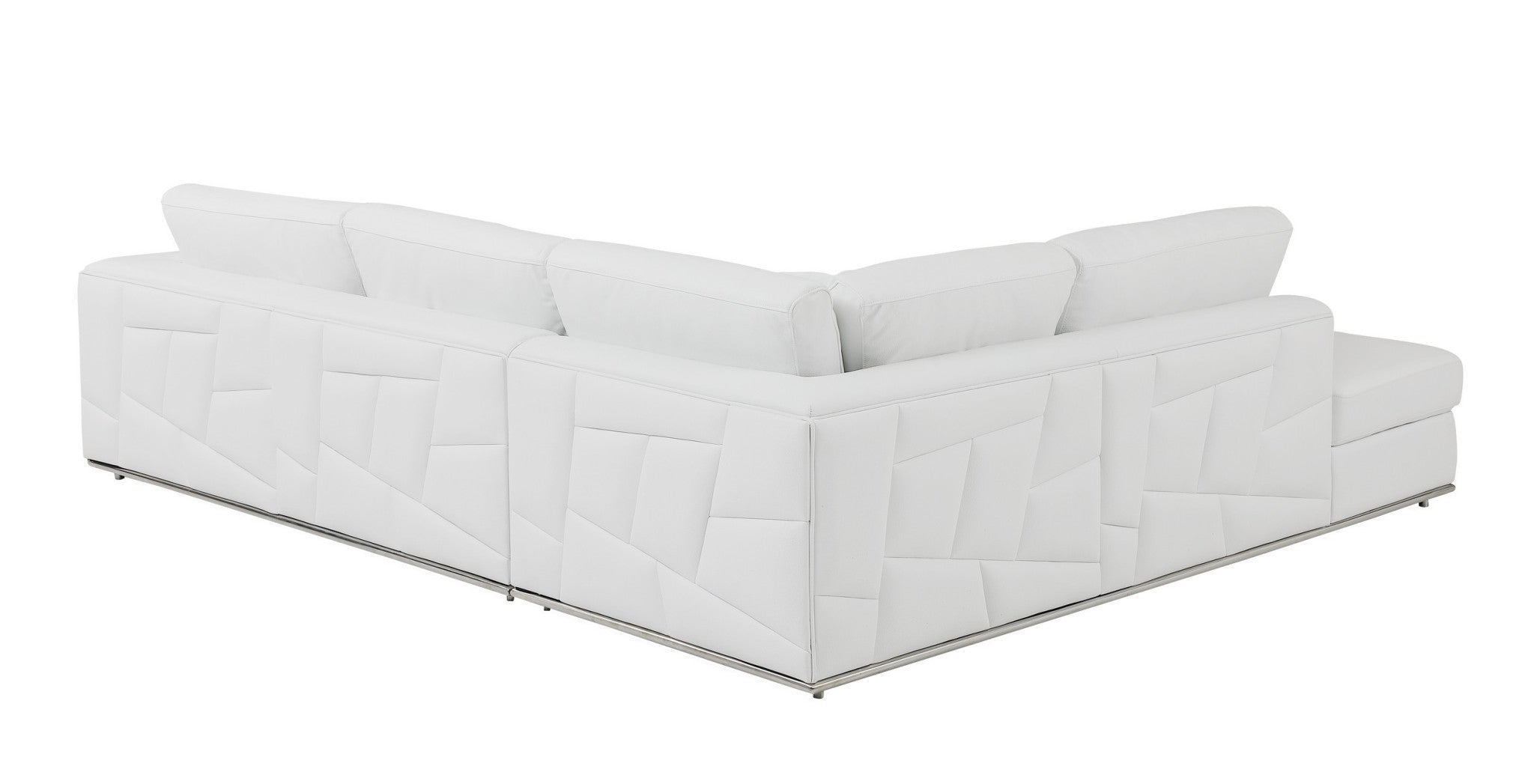 White Deco Tufted Italian Leather Modular L Shape Two Piece Corner Sectional