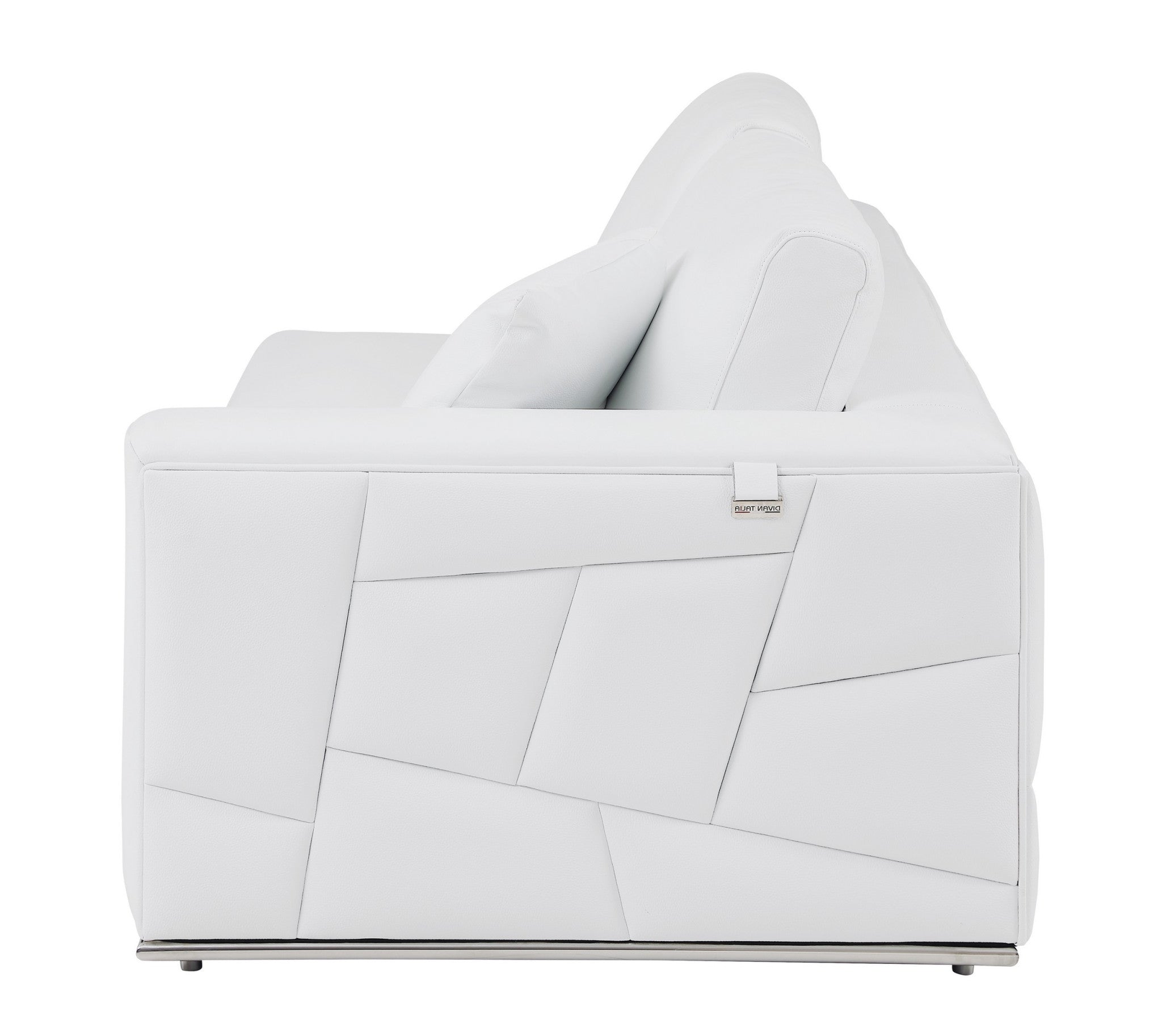 White Deco Tufted Italian Leather Modular L Shape Two Piece Corner Sectional