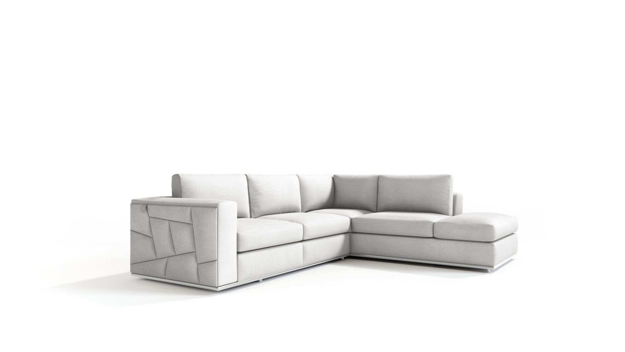 White Italian Leather Modular L Shaped Two Piece Corner Sectional