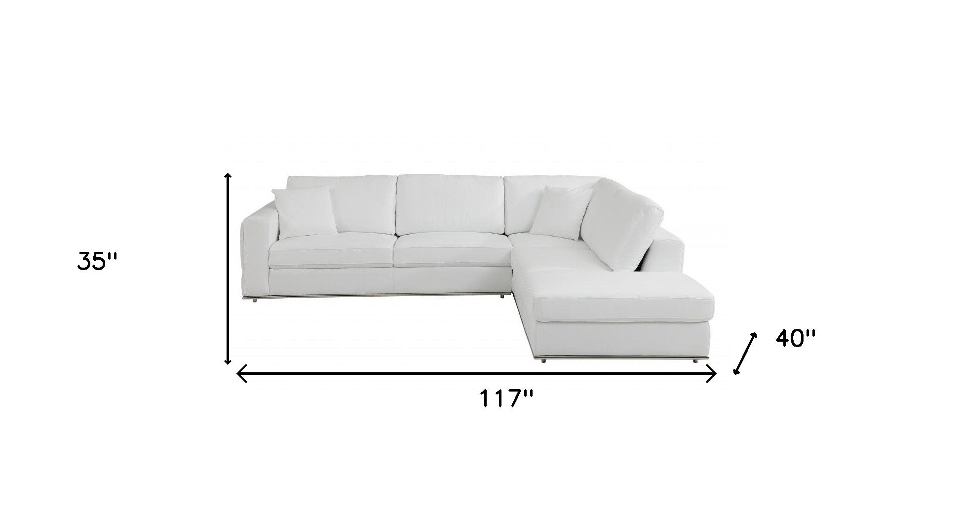 White Italian Leather Modular L Shaped Two Piece Corner Sectional