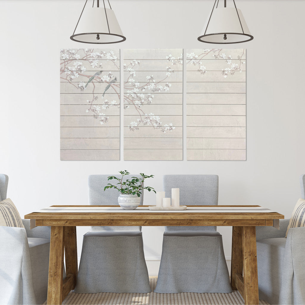 Birds and Blossoms Unframed Wood Wall Art