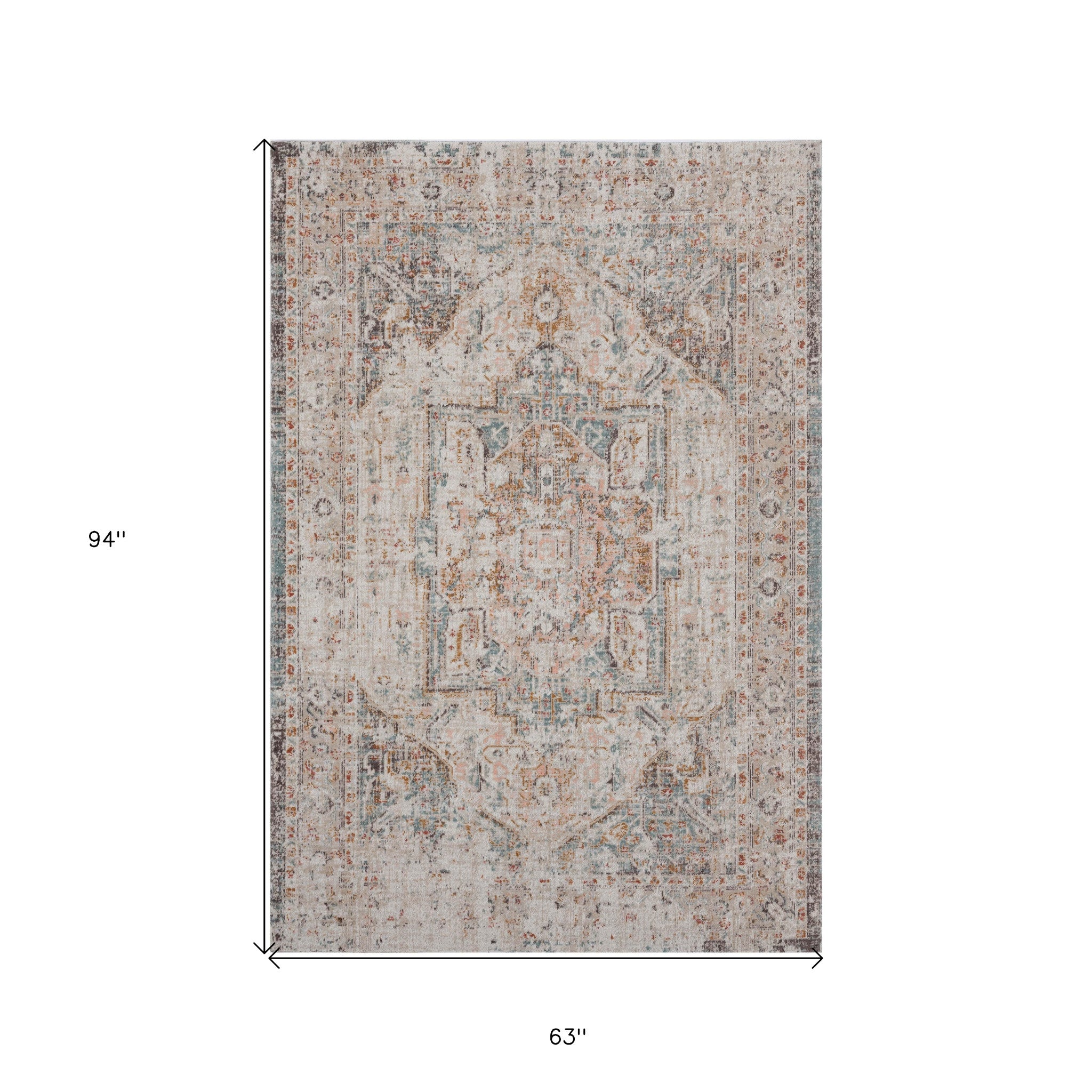 5' X 8' Beige Abstract Stain Resistant Indoor Outdoor Area Rug