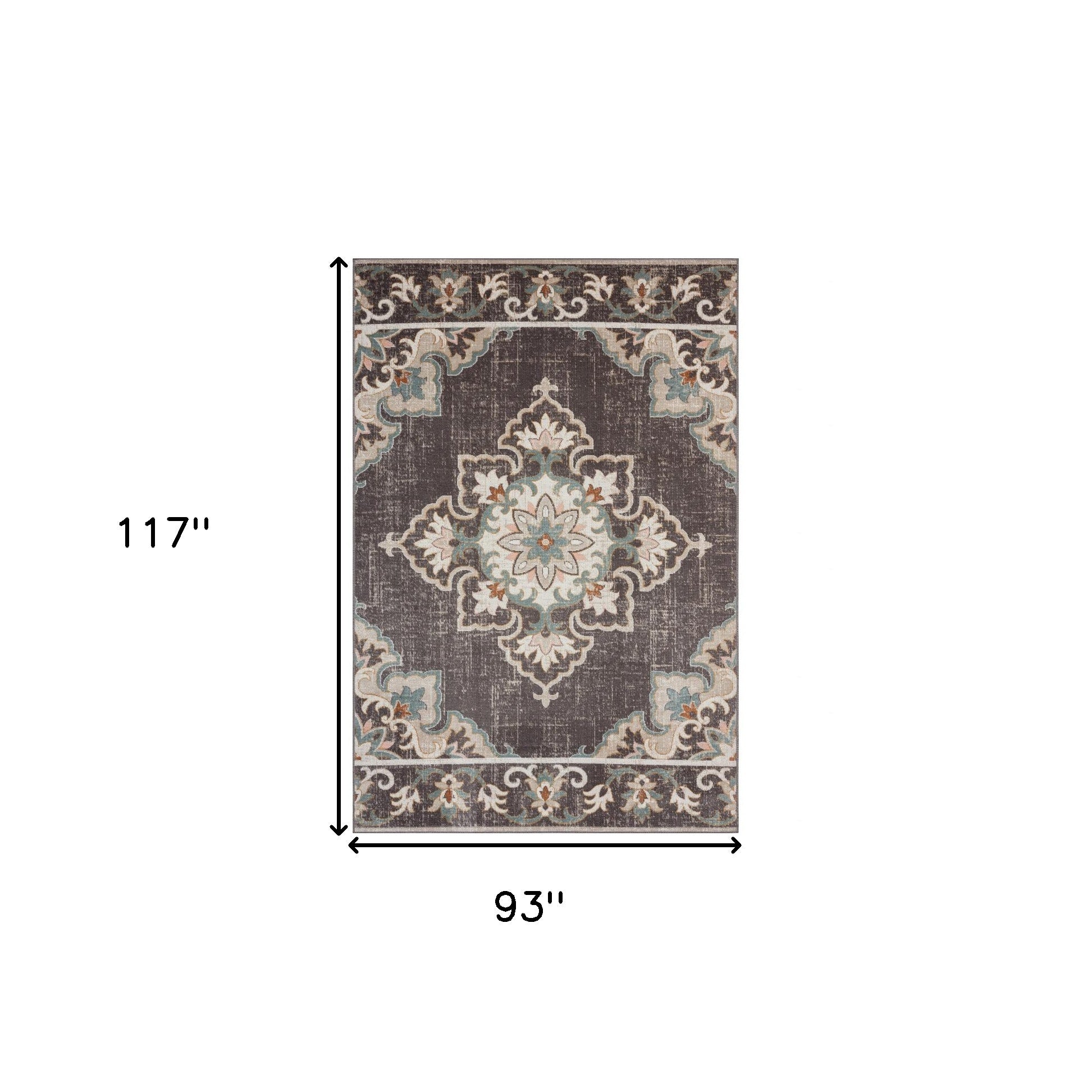 8' X 10' Brown Floral Stain Resistant Indoor Outdoor Area Rug