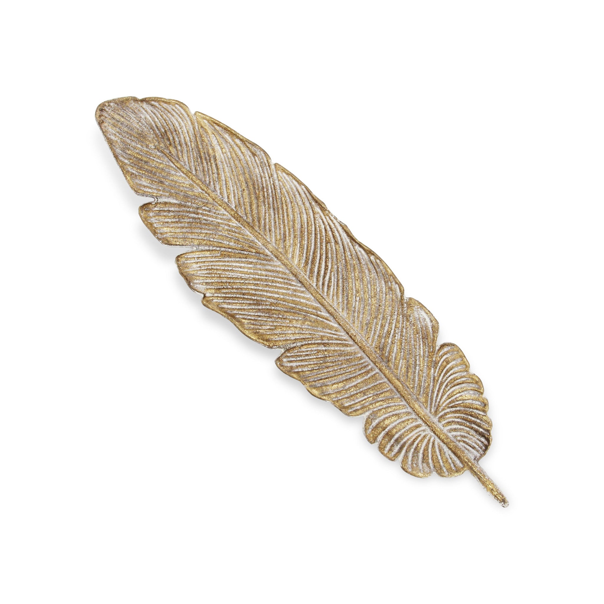 18" Gold Feather Metal Handmade Tray