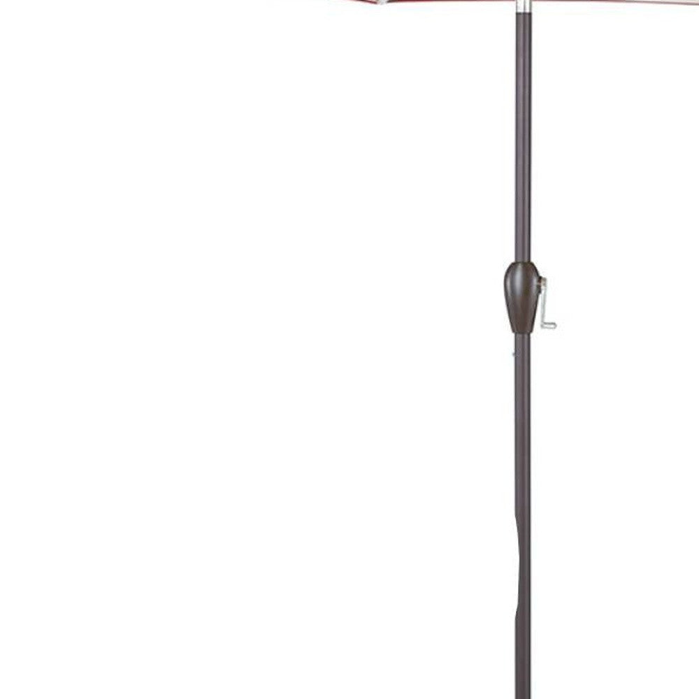 9' Beige And Terracotta Polyester Octagonal Tilt Market Patio Umbrella