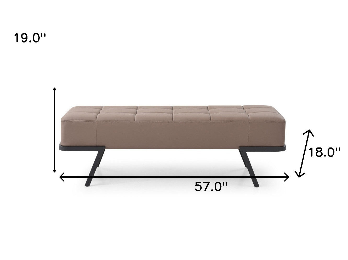 57" Taupe And Black Upholstered Upholstered Bedroom Bench