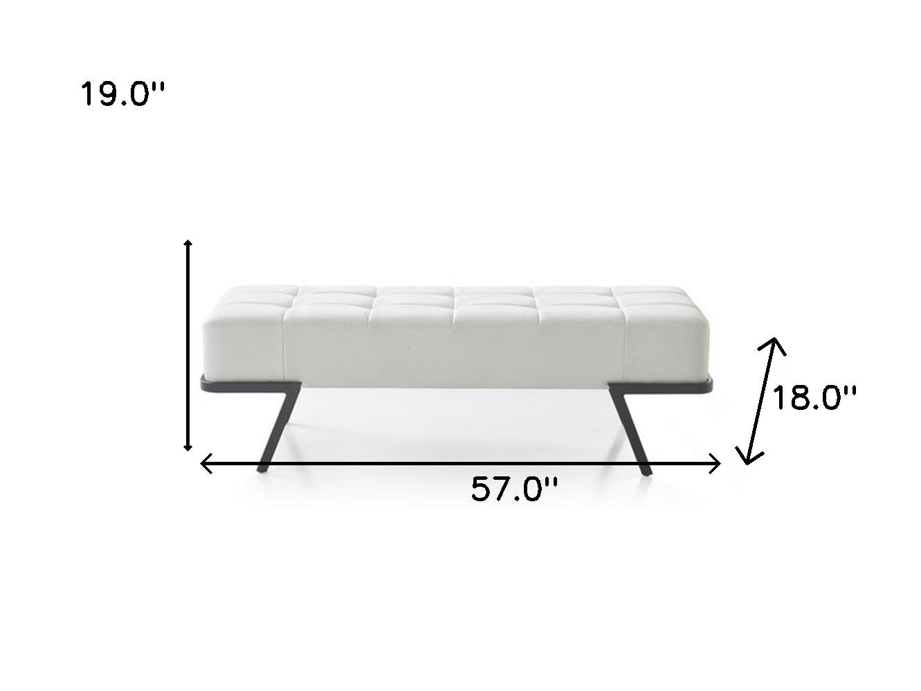 57" White And Black Upholstered Upholstered Bedroom Bench