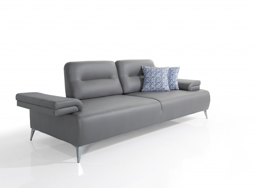 Ruslan Sofa in Light Grey Leather