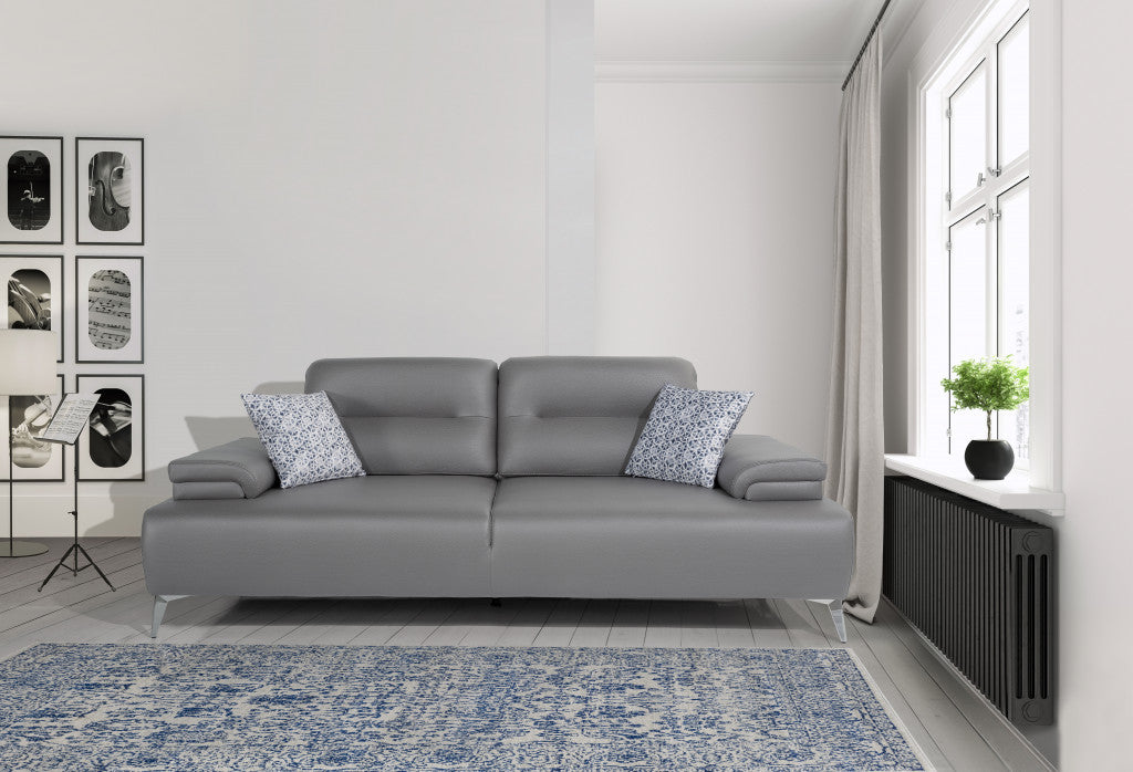 Ruslan Sofa in Light Grey Leather