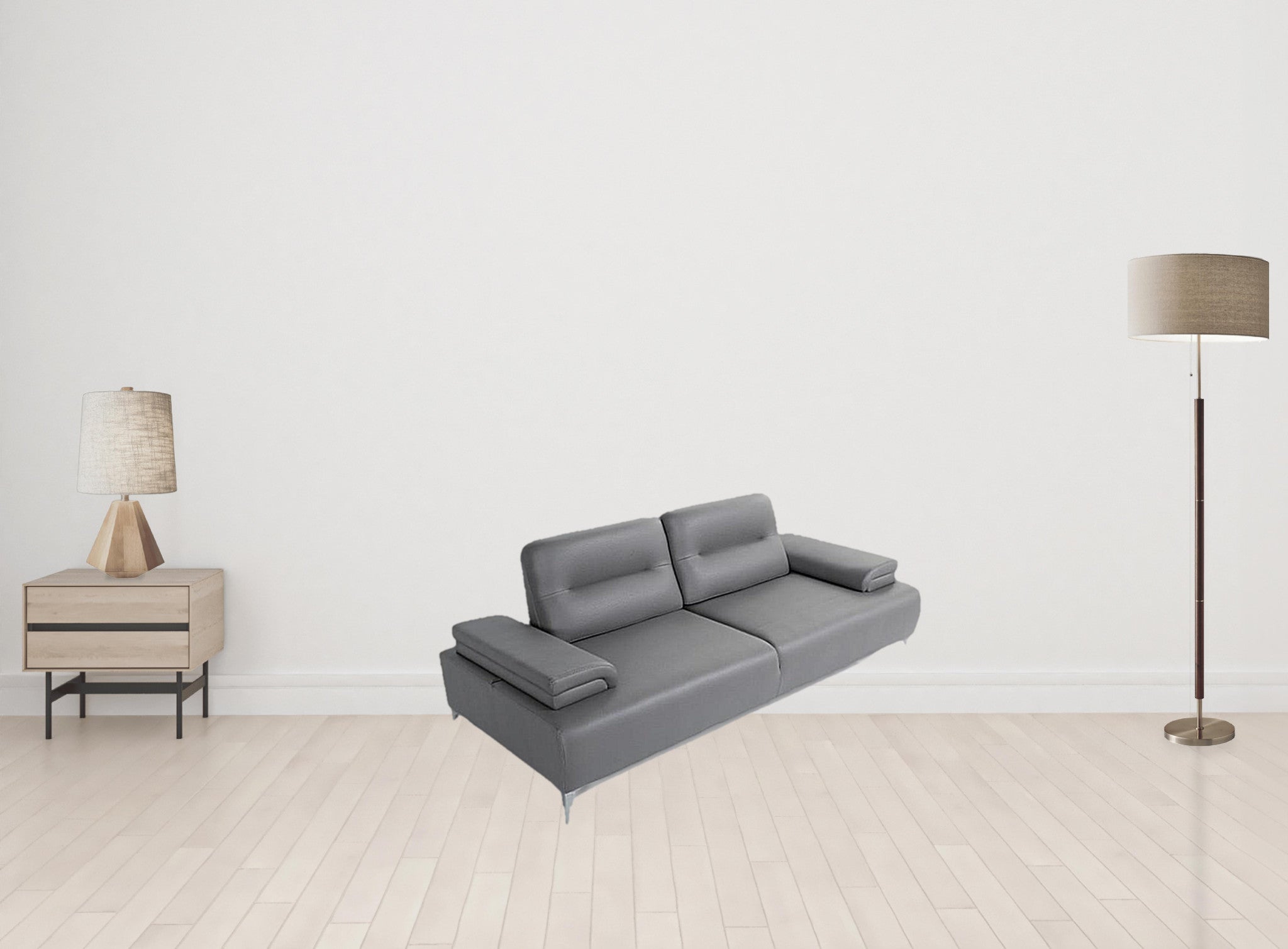 Ruslan Sofa in Light Grey Leather