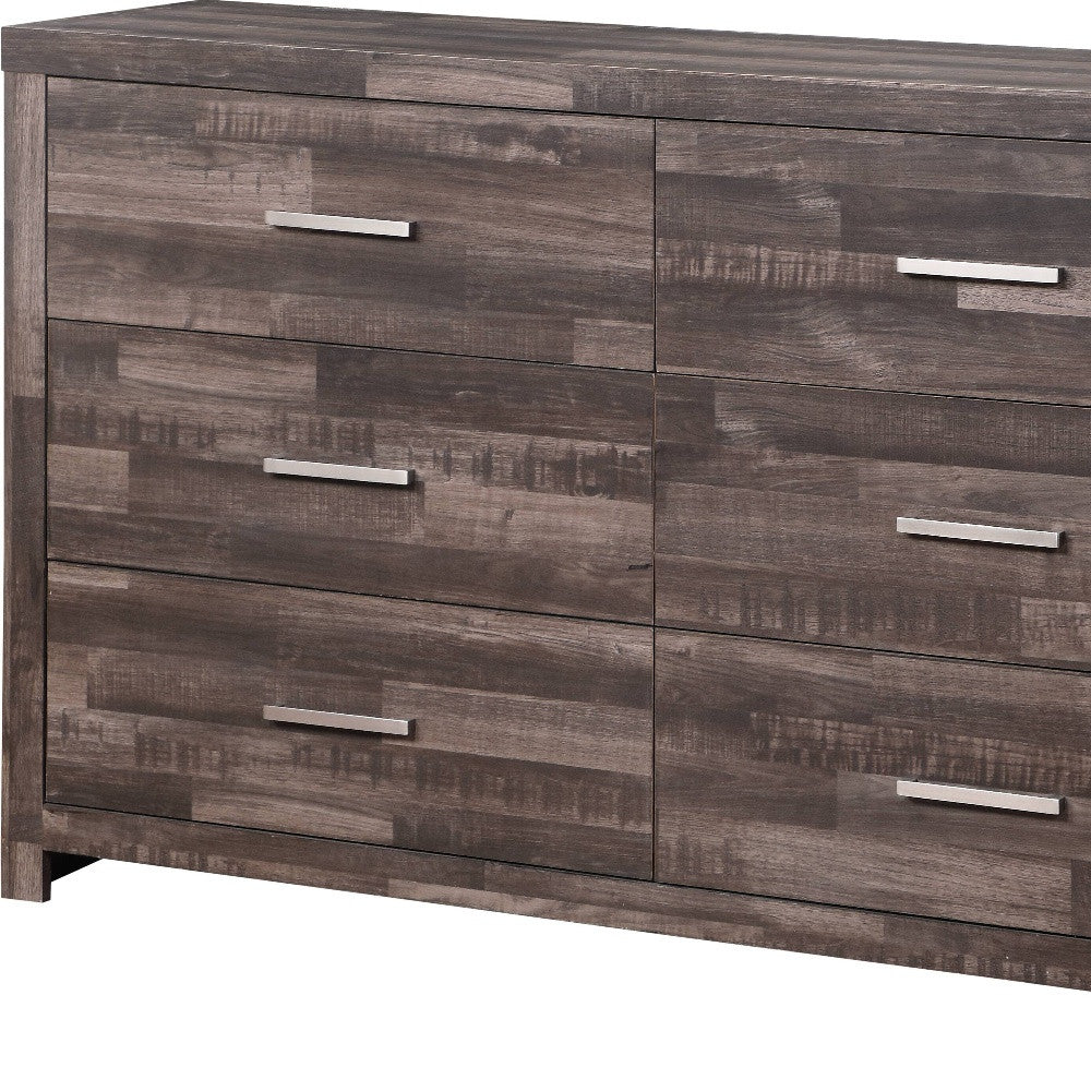 60" Dark Oak Solid Wood Six Drawer Double Dresser